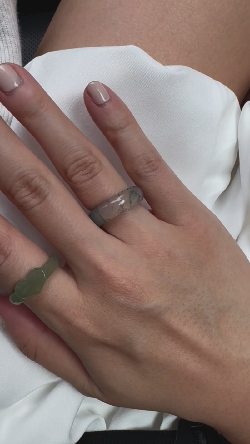 Seaweed  — Green Jade Stone Ring - Image 4