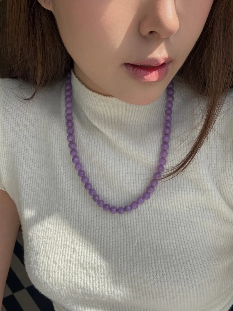 Lilac — Purple Jade Beaded Necklace - Image 2