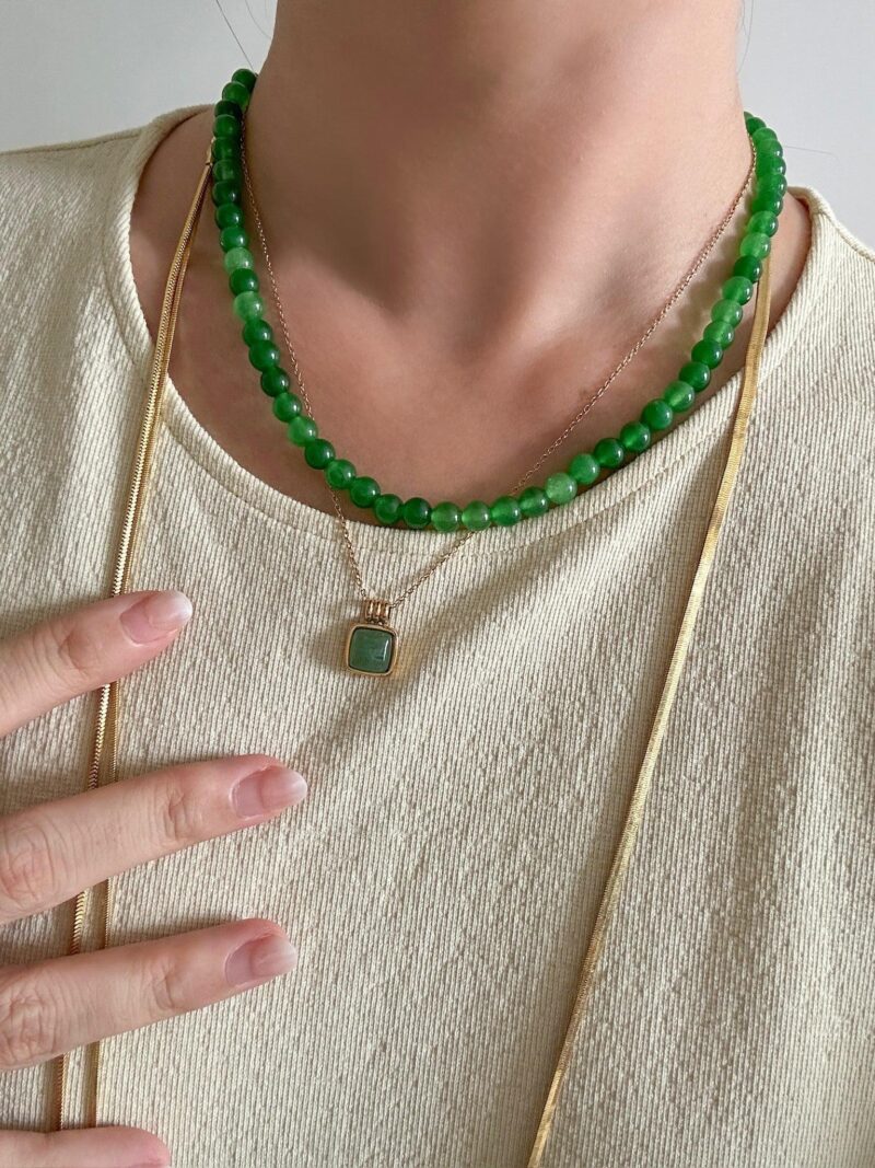 Lime — Green Jade Beaded Necklace - Image 2