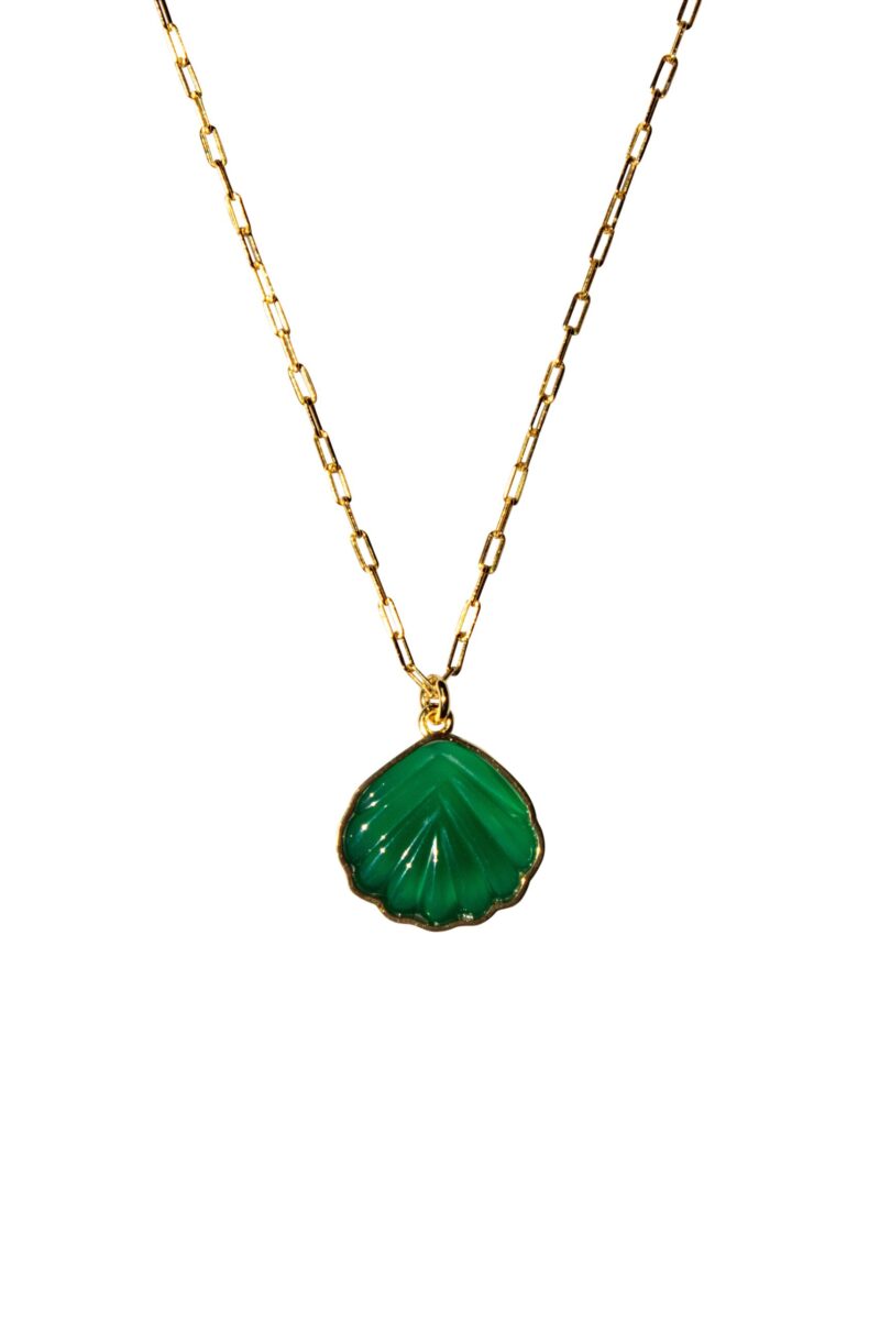Shell — Green Jade Stone Pendant Necklace - Image 2