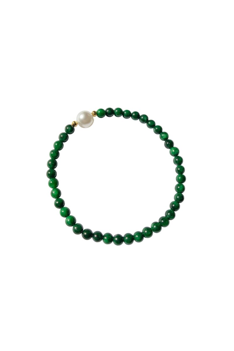 Clara — Pearl and Green Chalcedony Beaded Bracelet - Image 3