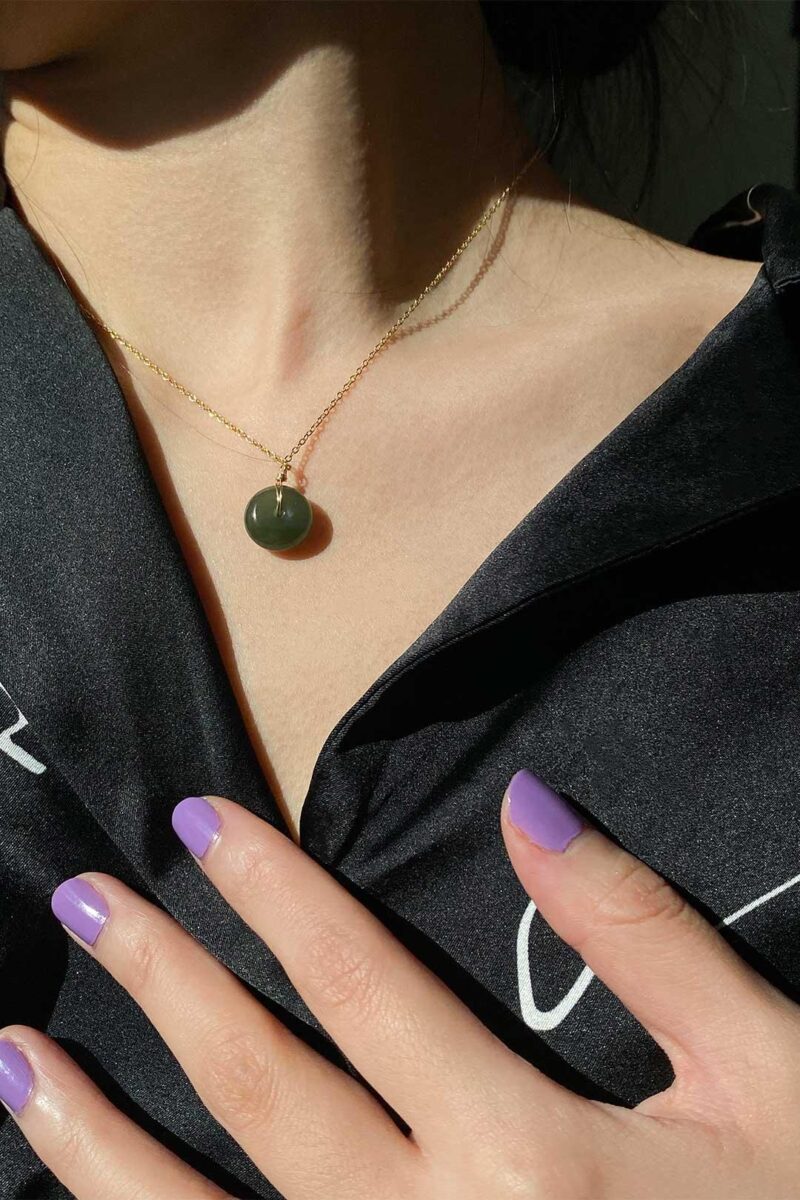 Coin — Green Jade Hollow Necklace - Image 3