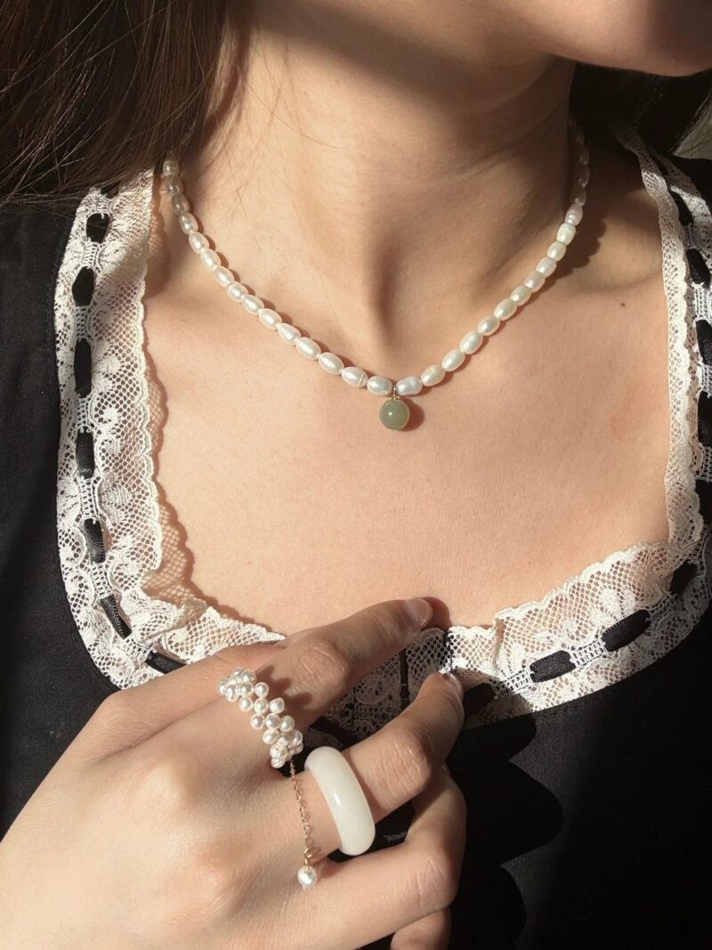 Belle — Pearl and Green Jade Choker - Image 2