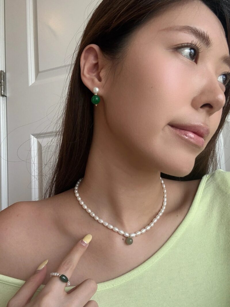 Belle — Pearl and Green Jade Choker - Image 3