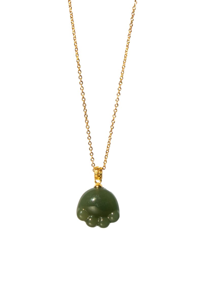 Cat Paw II — Green Jade Pendant Necklace - Image 3