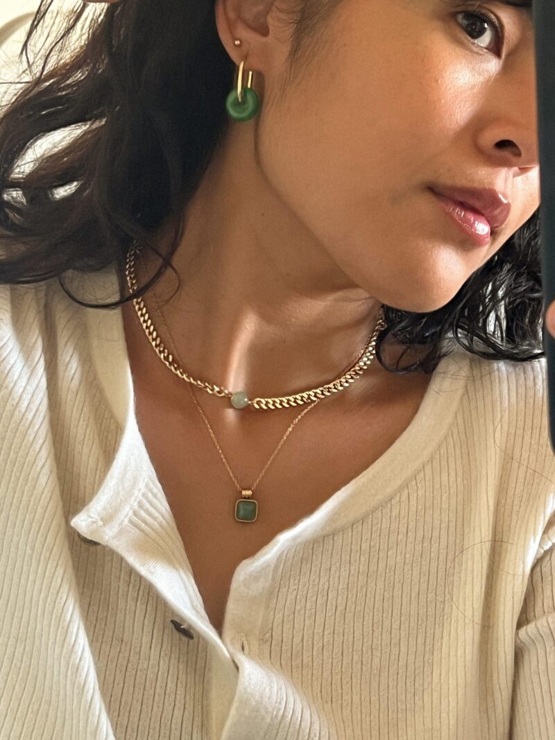Charlotte — Green Jade Gold Chain Necklace - Image 6