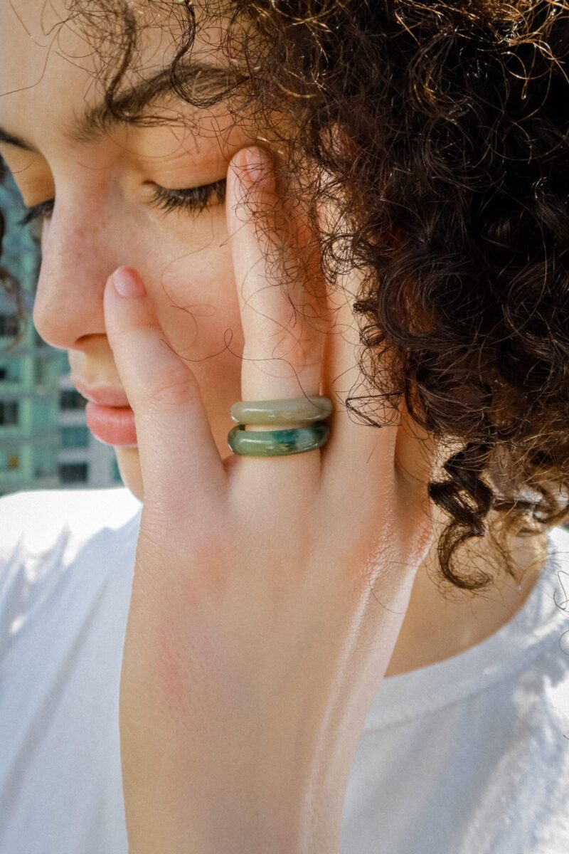 Chess — Light/Dark Cyan Jade Ring - Image 2