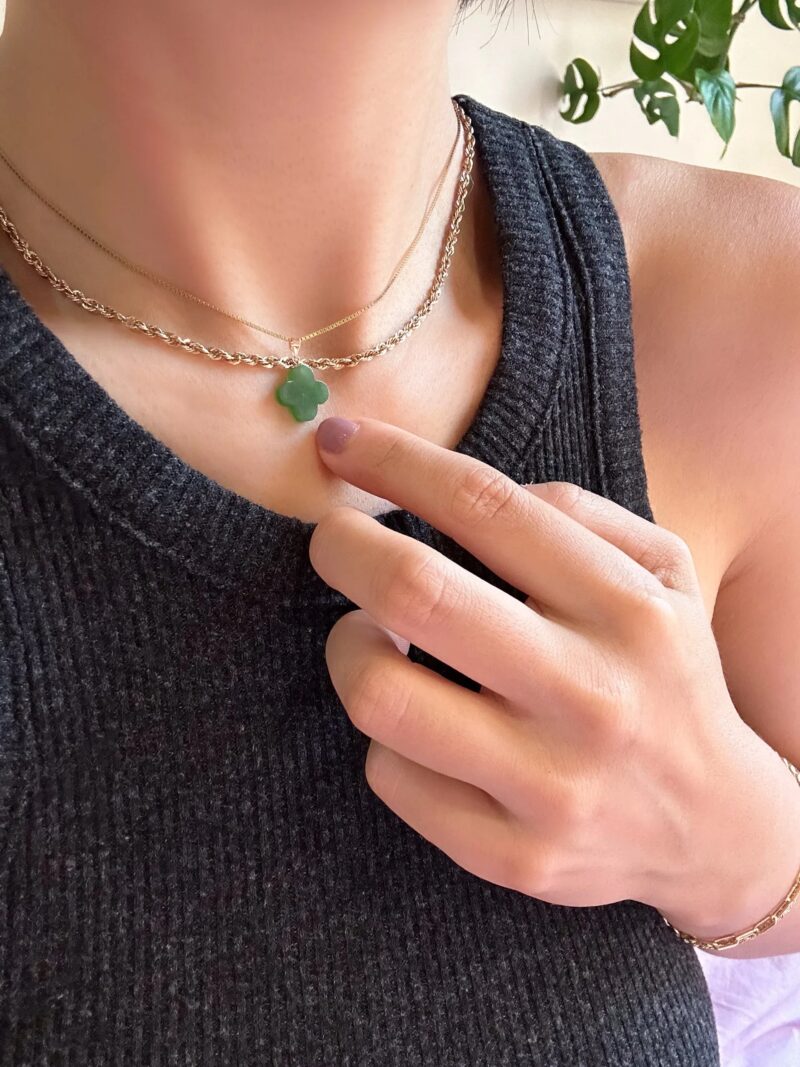 Clover — Green Jade Pendant Necklace - Image 2