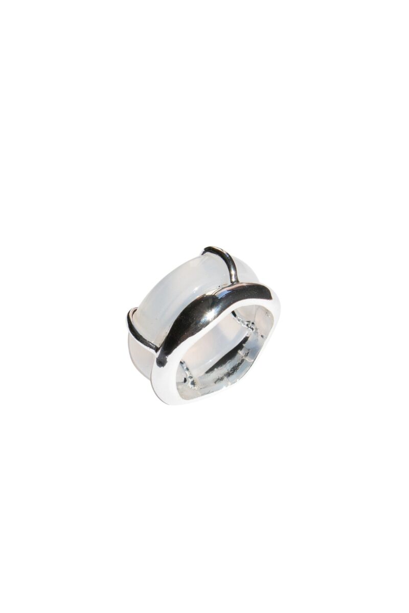 Cove — White Jade Stone Sculpted Ring - Image 3