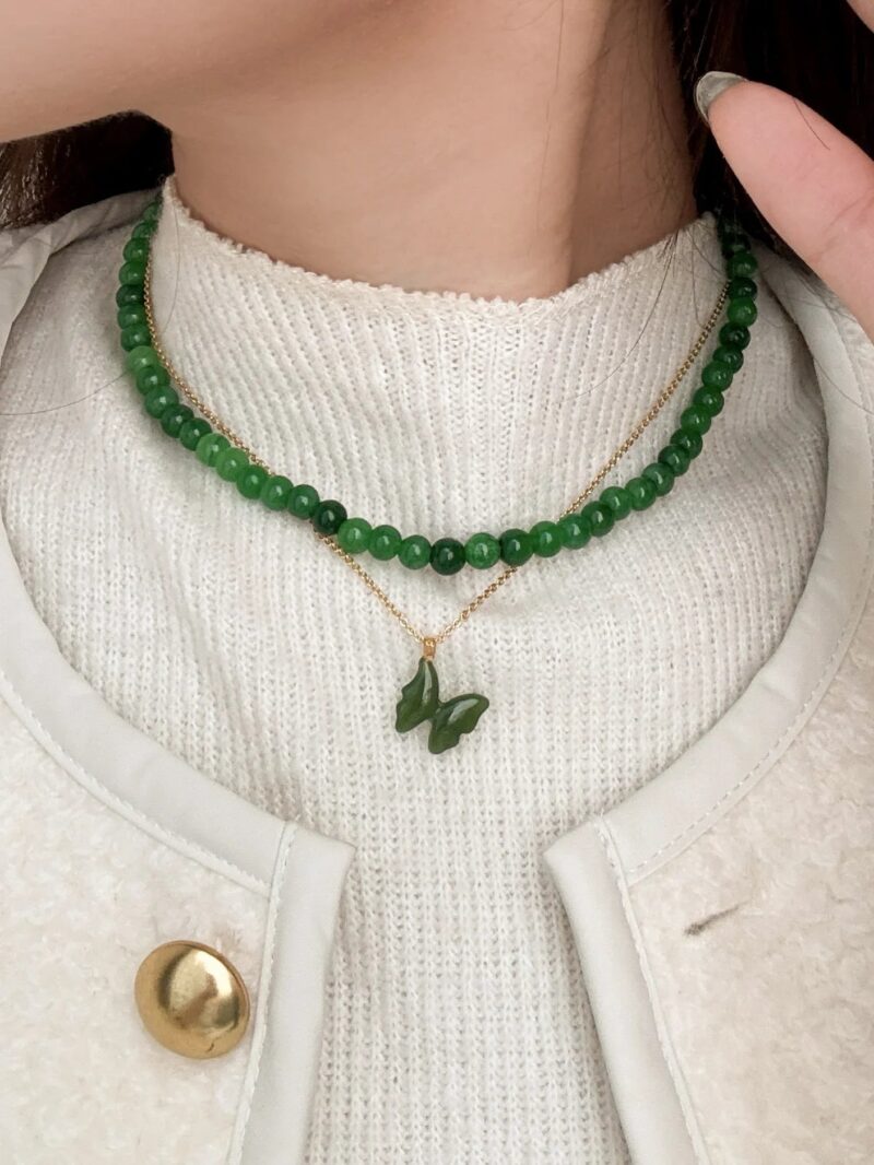 Butterfly II — Green Jade Pendant Necklace - Image 2