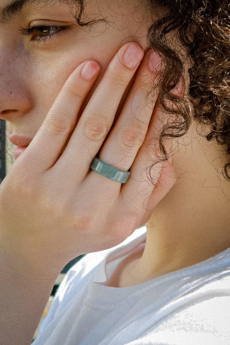 Gale — Cyan Square Jade Ring - Image 2
