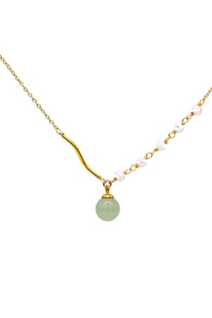 Isla — Green Jade and Freshwater Pearl Necklace