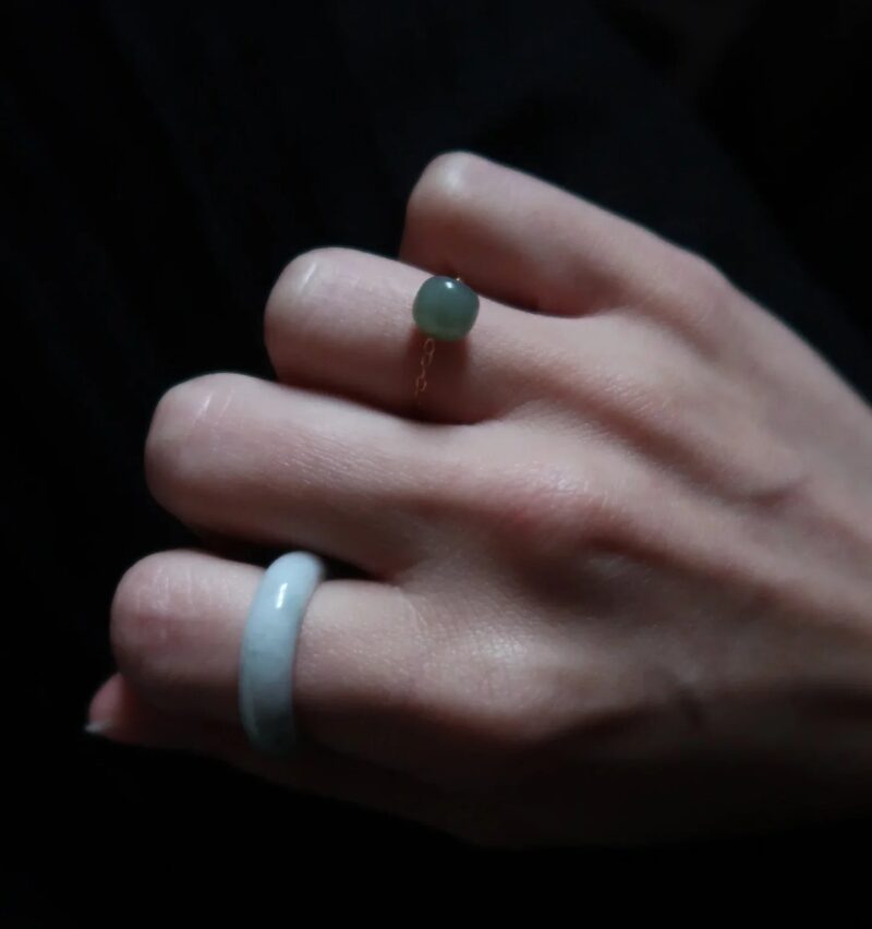 Zodiac collection | Libra — Skinny gold chain jade ring - Image 3