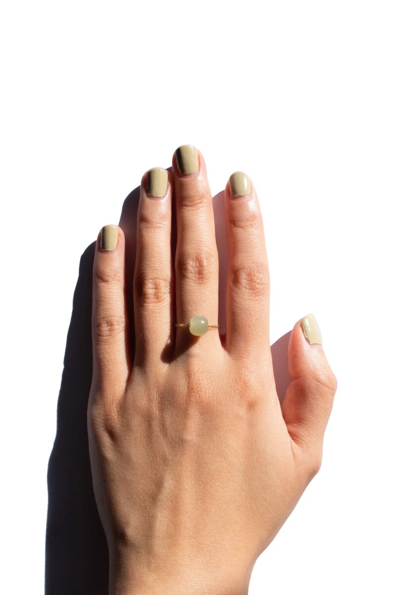 Zodiac collection | Libra — Skinny gold chain jade ring - Image 4
