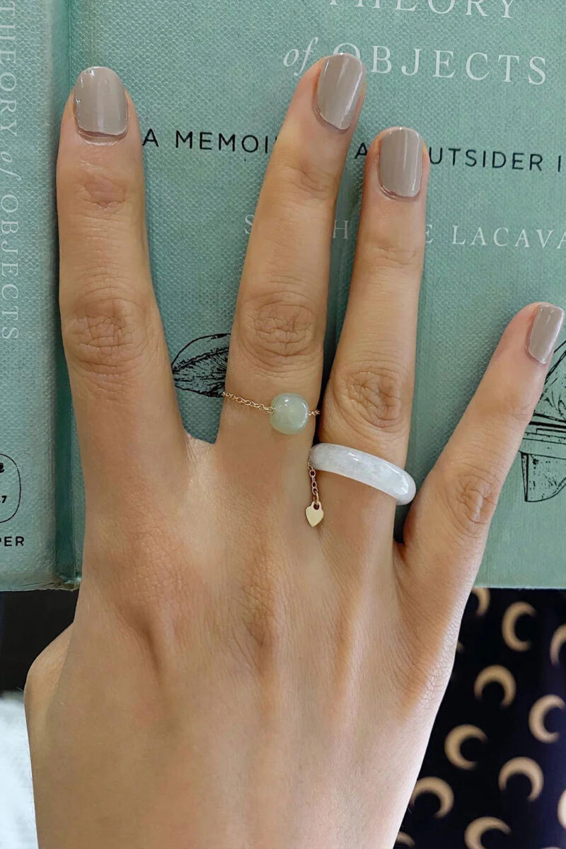 Zodiac collection | Libra — Skinny gold chain jade ring - Image 5