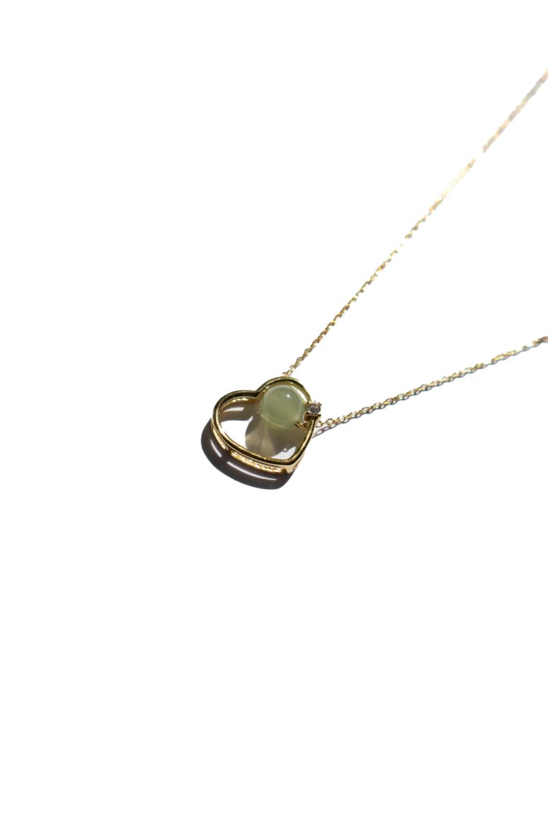Maison Heart — Green Jade & Zircon Pendant Necklace - Image 3