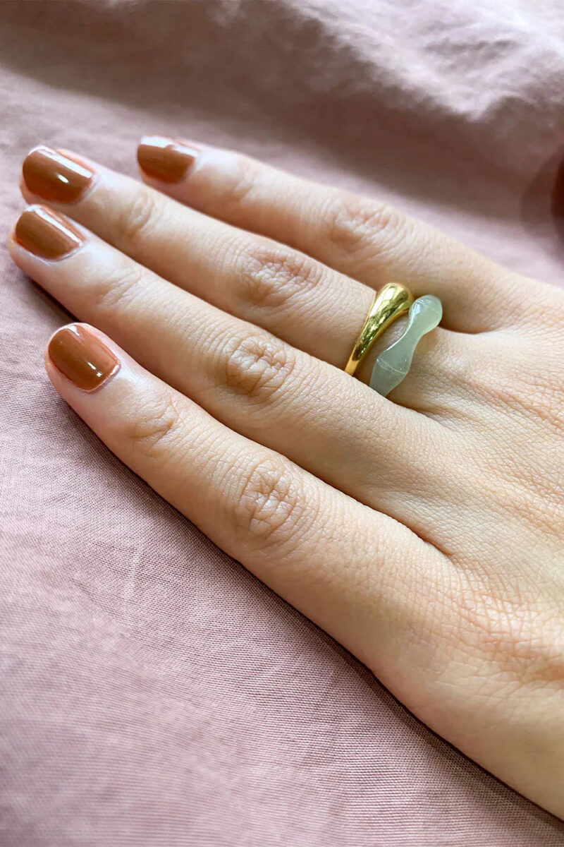Mermaid — Off-White Skinny Jade Ring - Image 4