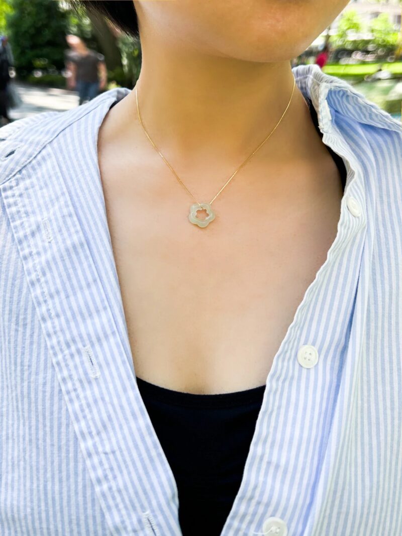 Plum Blossom — Green Jade Pendant Necklace - Image 2