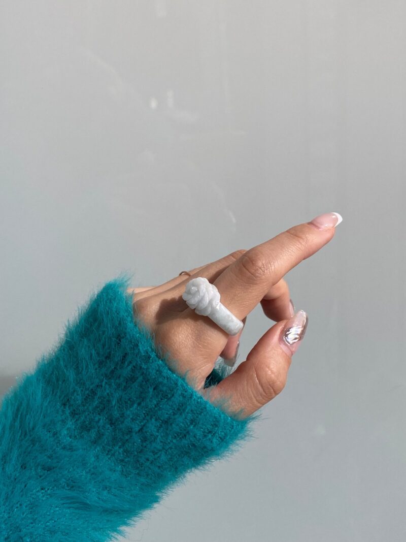 Rose — Off-White Jade Ring - Image 2