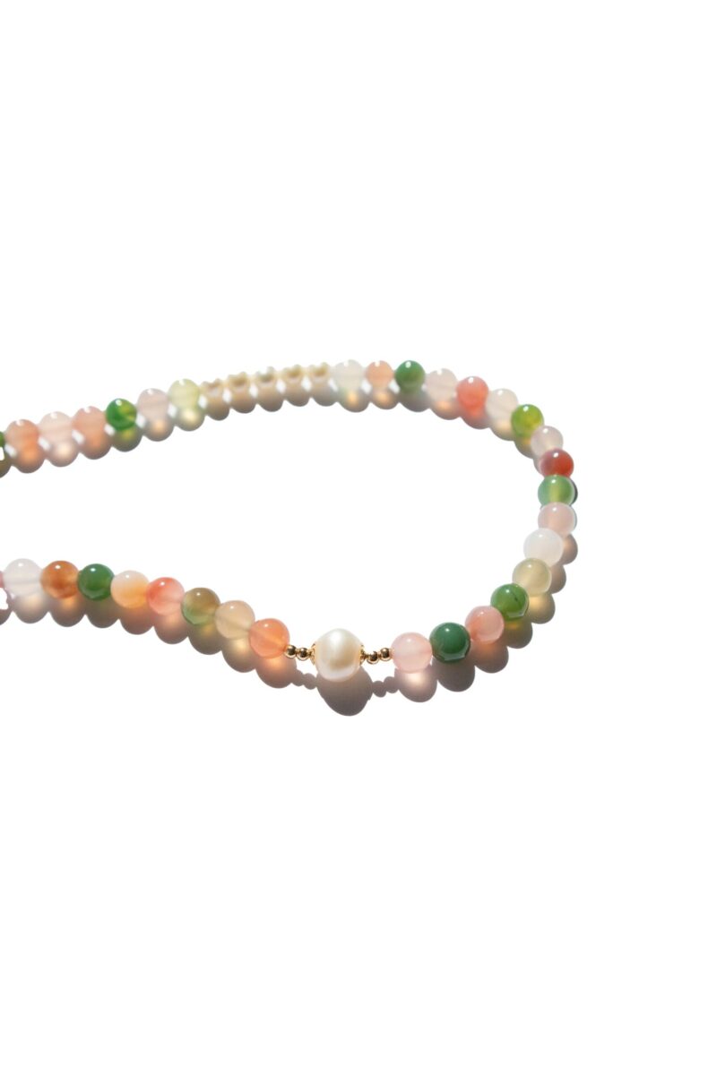 Summer — Beaded Gemstone & Pearl Choker Necklace - Image 3